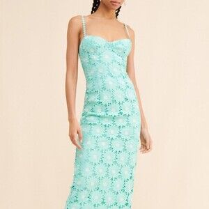 Saylor Mint Floral Lace Midi 4471